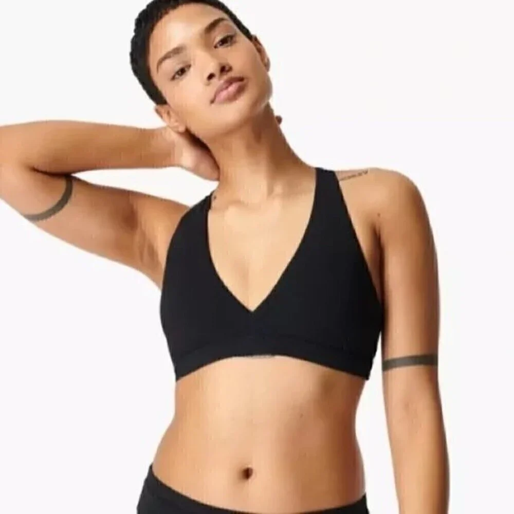 Sweaty Betty Sporty Racerback Bikini Top Black Supportive Swimwear XS NWT
